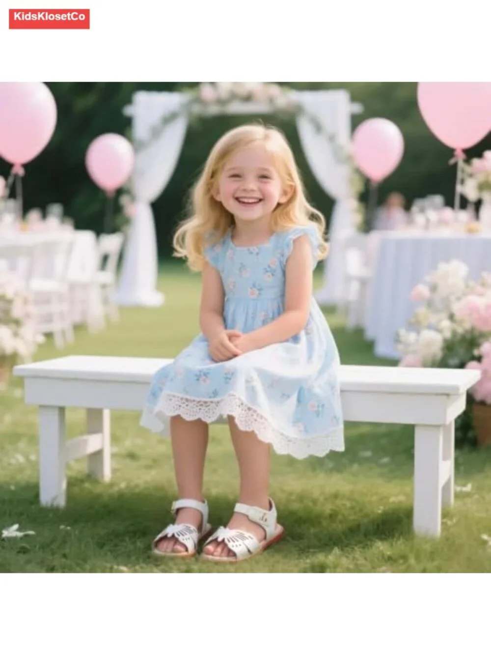 Toddler Girls Sandals Flower Girl Dress Shoes Open Toe Flats with Butterfly